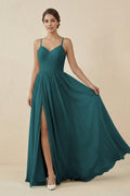 Sweetheart A - Line Chiffon Bridesmaid Dress in Pine - SHE IS ME Bridesmaid Dresses