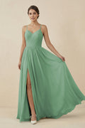 Sweetheart A - Line Chiffon Bridesmaid Dress in Sea Glass - SHE IS ME Bridesmaid Dresses