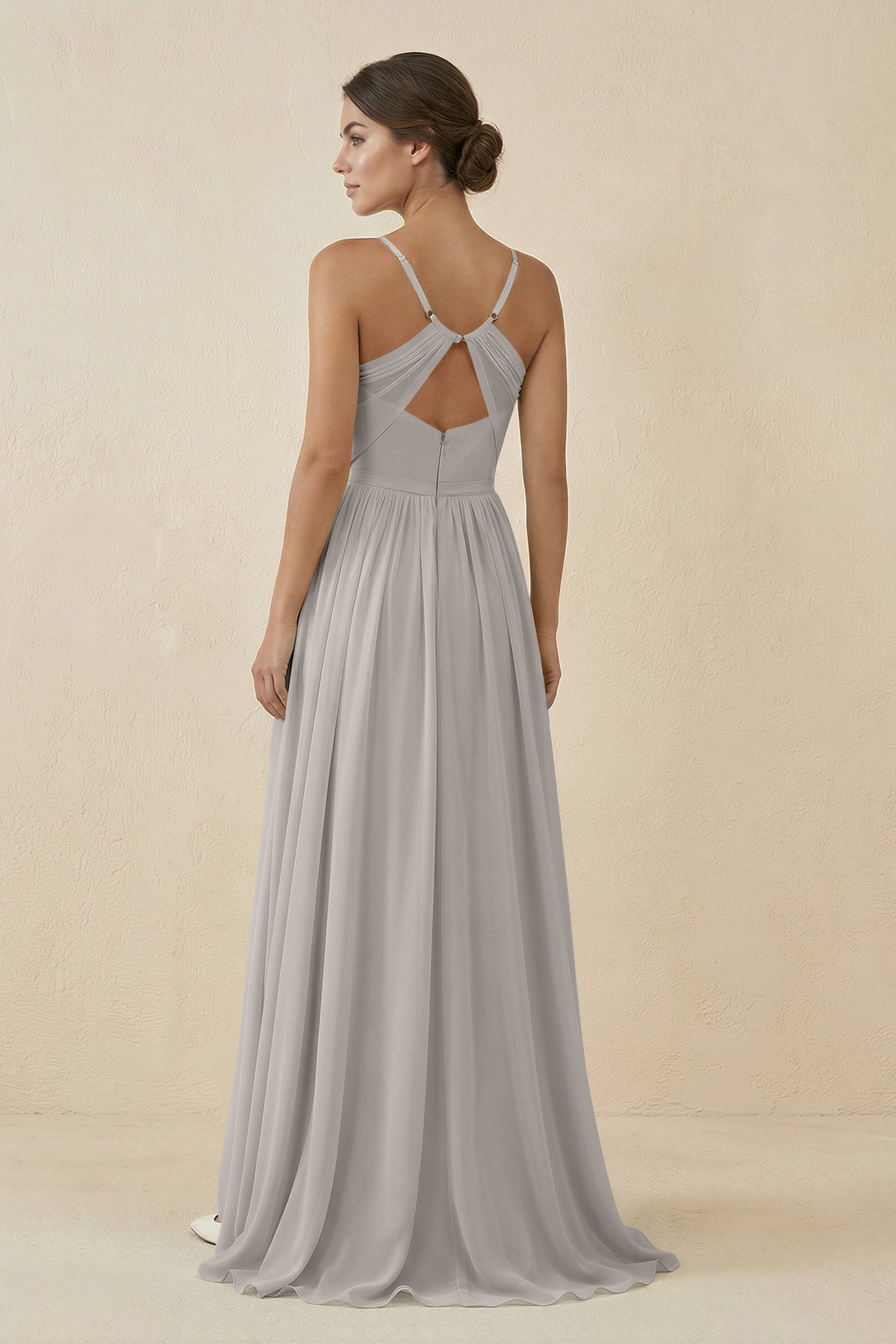 Sweetheart A - Line Chiffon Bridesmaid Dress in Silver - SHE IS ME Bridesmaid Dresses