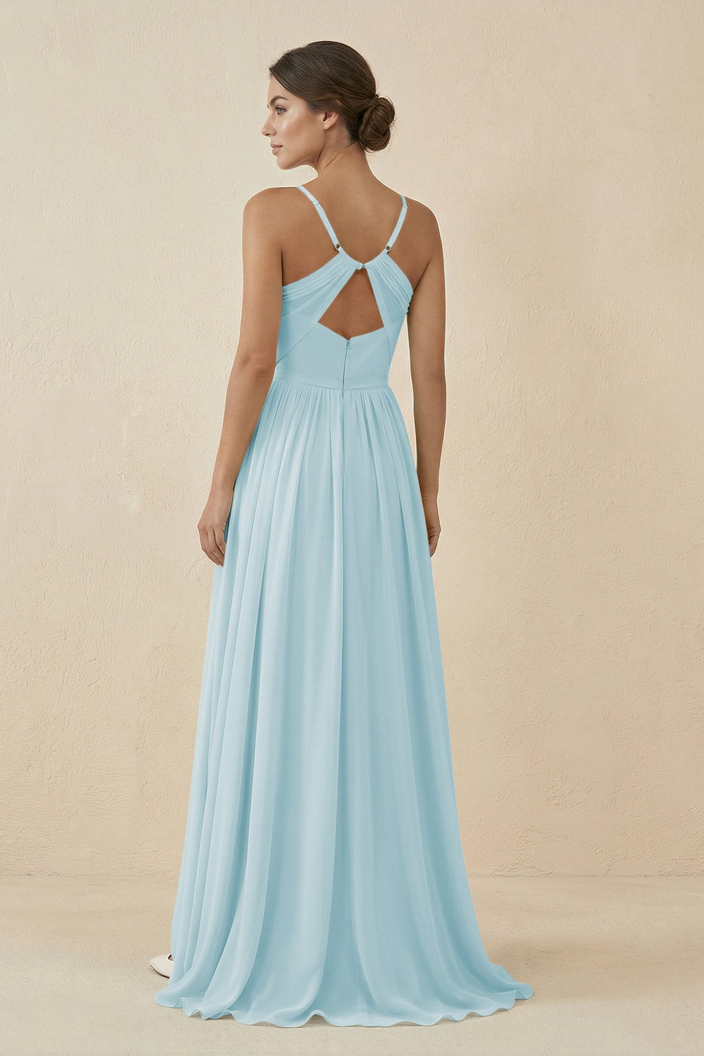 Sweetheart A - Line Chiffon Bridesmaid Dress in Sky Blue - SHE IS ME Bridesmaid Dresses