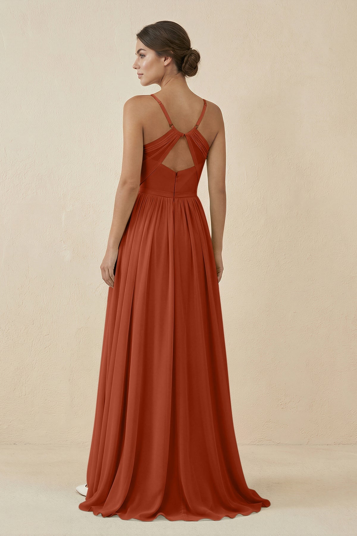 Sweetheart A - Line Chiffon Bridesmaid Dress in Spice - SHE IS ME Bridesmaid Dresses