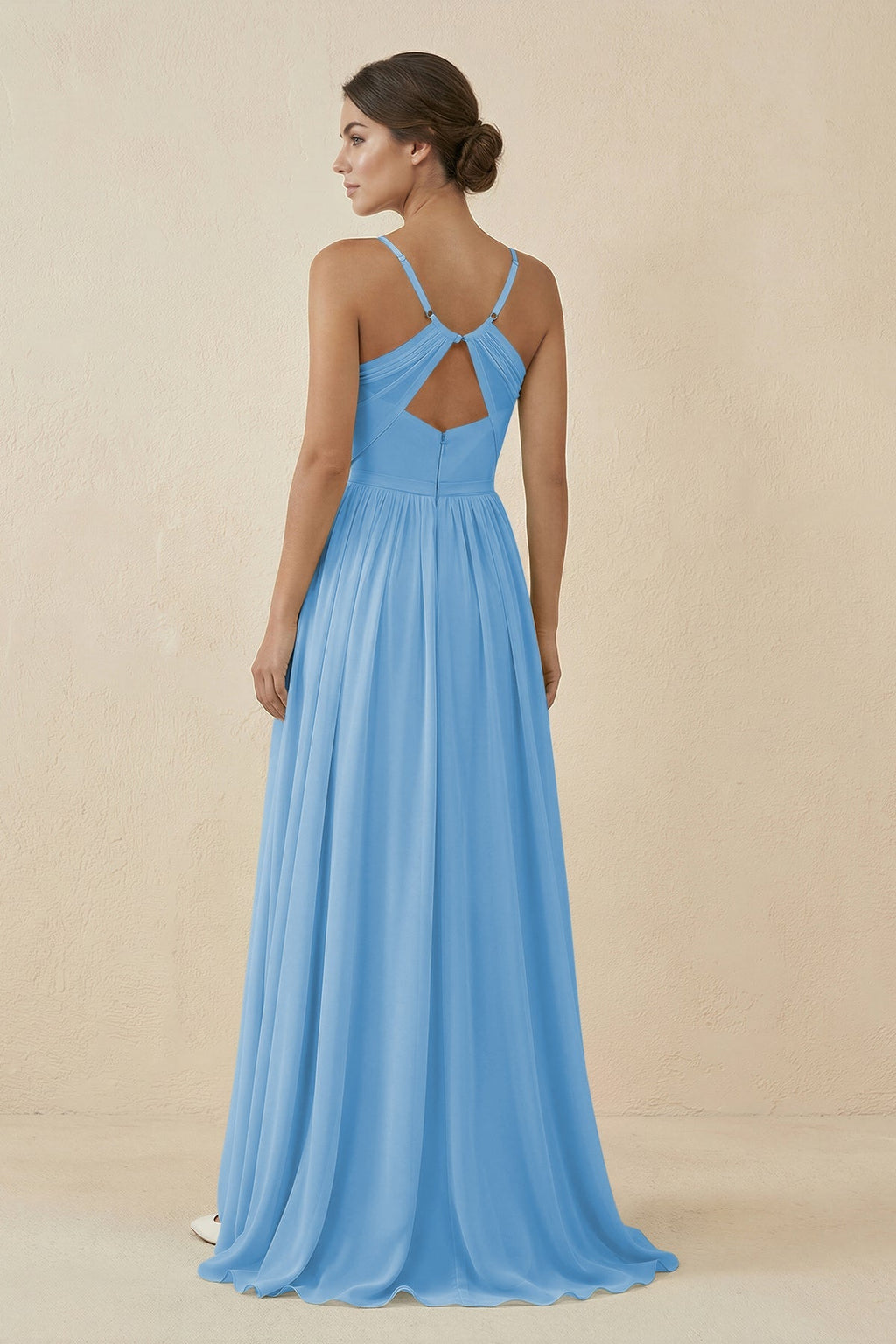 Sweetheart A - Line Chiffon Bridesmaid Dress in Steel Blue - SHE IS ME Bridesmaid Dresses