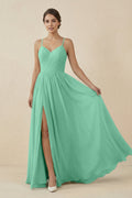 Sweetheart A - Line Chiffon Bridesmaid Dress in Turquoise - SHE IS ME Bridesmaid Dresses