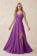 Sweetheart A - Line Chiffon Long Bridesmaid Dress in Amethyst - SHE IS ME Bridesmaid Dresses
