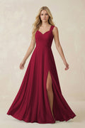Sweetheart A - Line Chiffon Long Bridesmaid Dress in Berry - SHE IS ME Bridesmaid Dresses