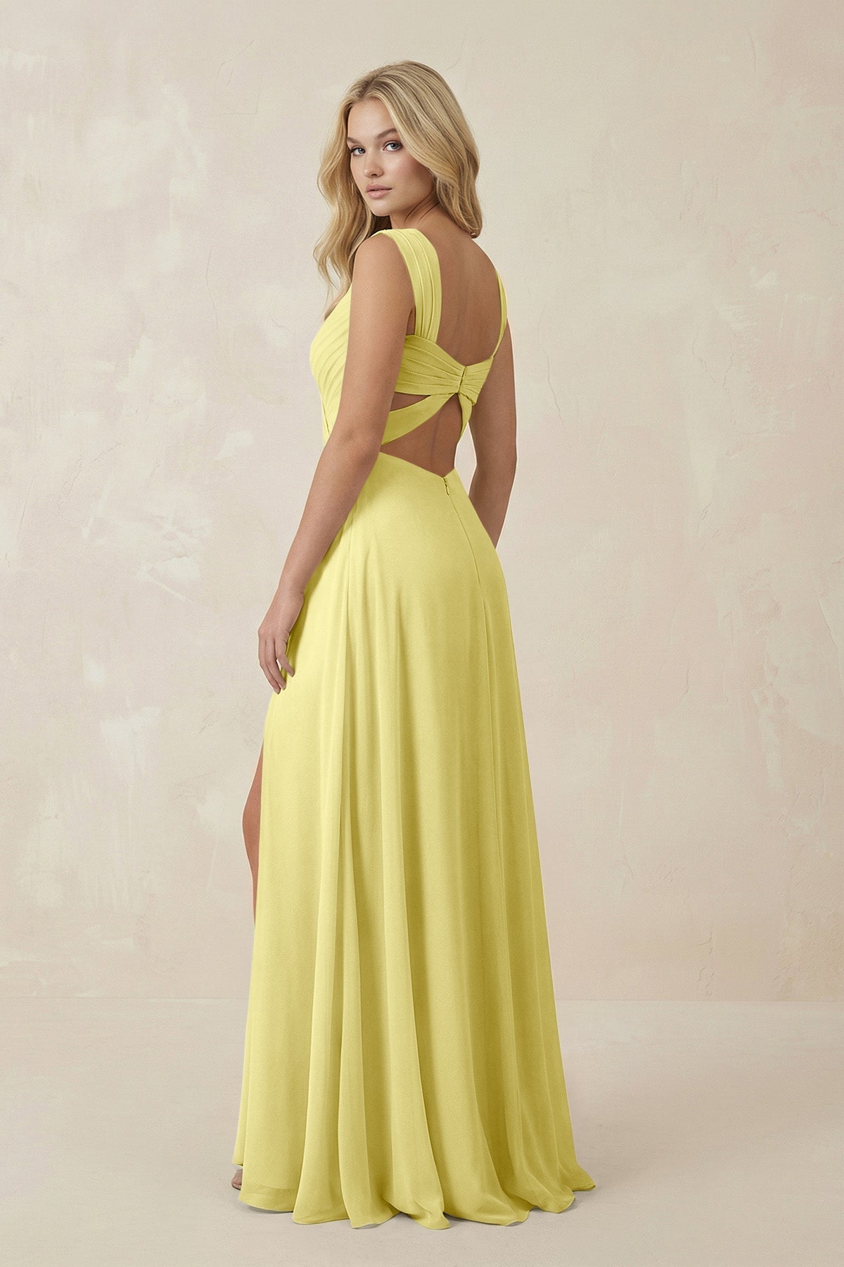 Sweetheart A - Line Chiffon Long Bridesmaid Dress in Buttercup - SHE IS ME Bridesmaid Dresses