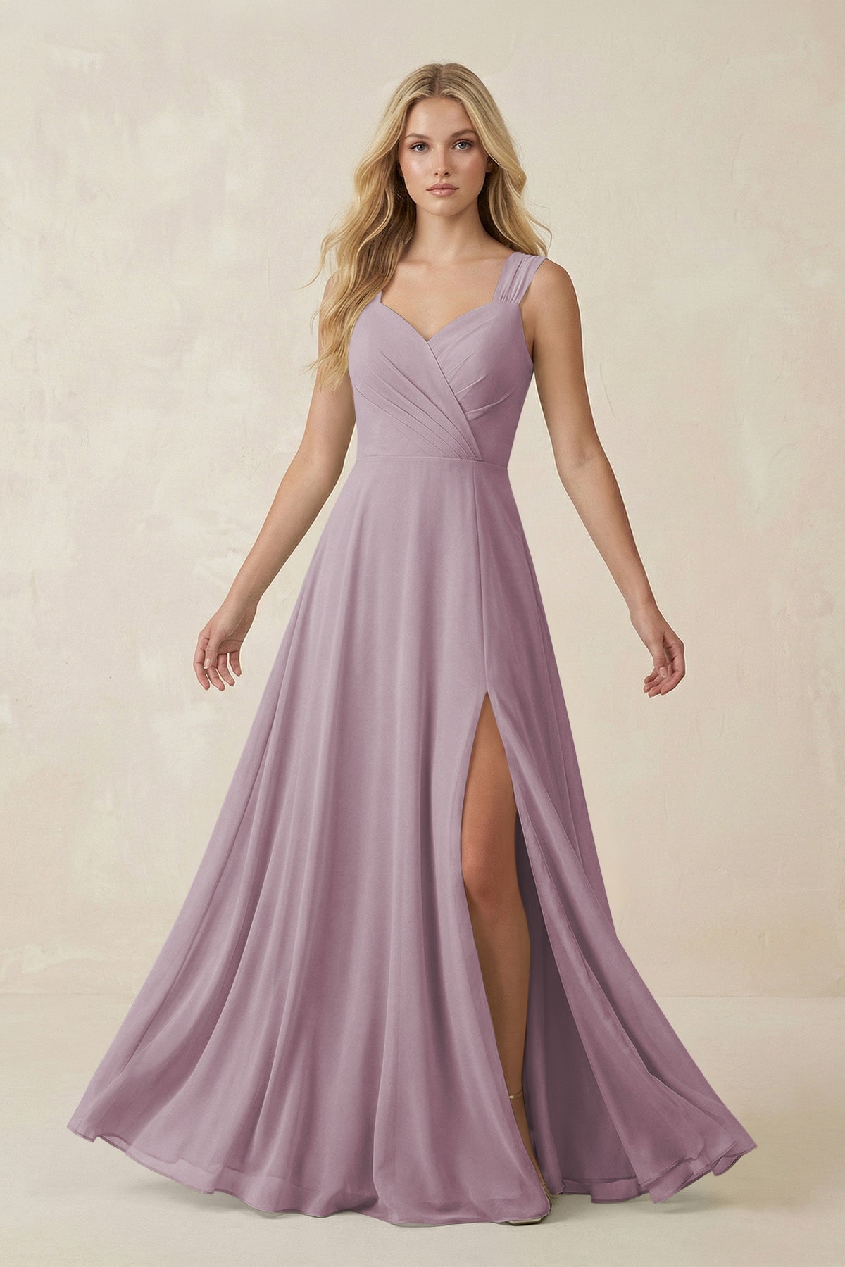 Sweetheart A - Line Chiffon Long Bridesmaid Dress in Dusk - SHE IS ME Bridesmaid Dresses