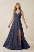 Sweetheart A - Line Chiffon Long Bridesmaid Dress in Dusk Blue - SHE IS ME Bridesmaid Dresses