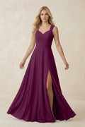 Sweetheart A - Line Chiffon Long Bridesmaid Dress in Fig - SHE IS ME Bridesmaid Dresses