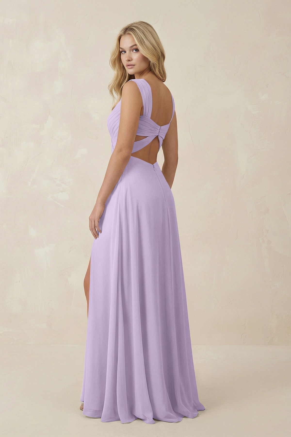 Sweetheart A - Line Chiffon Long Bridesmaid Dress in Lavender - SHE IS ME Bridesmaid Dresses