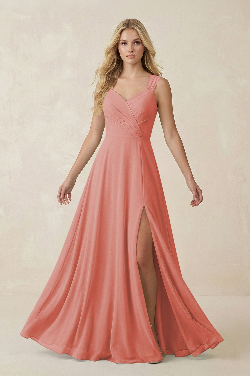 Sweetheart A - Line Chiffon Long Bridesmaid Dress in Mulberry - SHE IS ME Bridesmaid Dresses