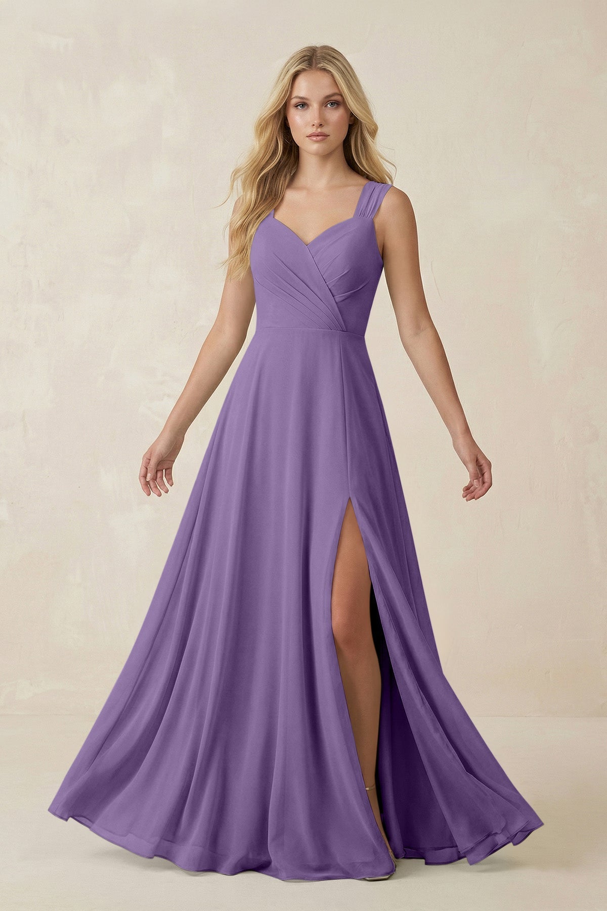 Sweetheart A - Line Chiffon Long Bridesmaid Dress in Tahiti - SHE IS ME Bridesmaid Dresses