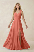 Sweetheart A - Line Chiffon Long Bridesmaid Dress in Wild Rose - SHE IS ME Bridesmaid Dresses