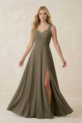 Sweetheart A - Line Chiffon Long Bridesmaid Dress in Willow Green - SHE IS ME Bridesmaid Dresses
