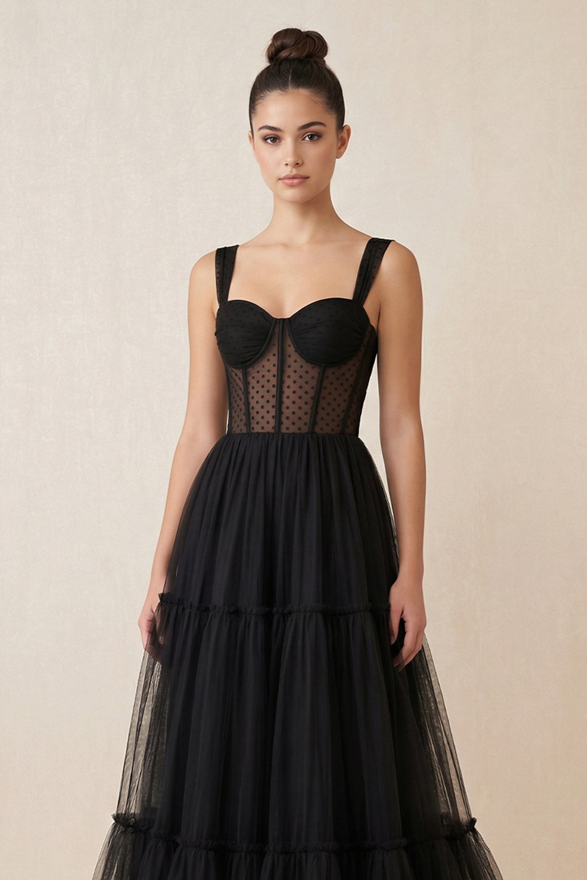 Sweetheart A - Line Tulle Corset Wedding Dress in Black - SHE IS ME Wedding Dresses