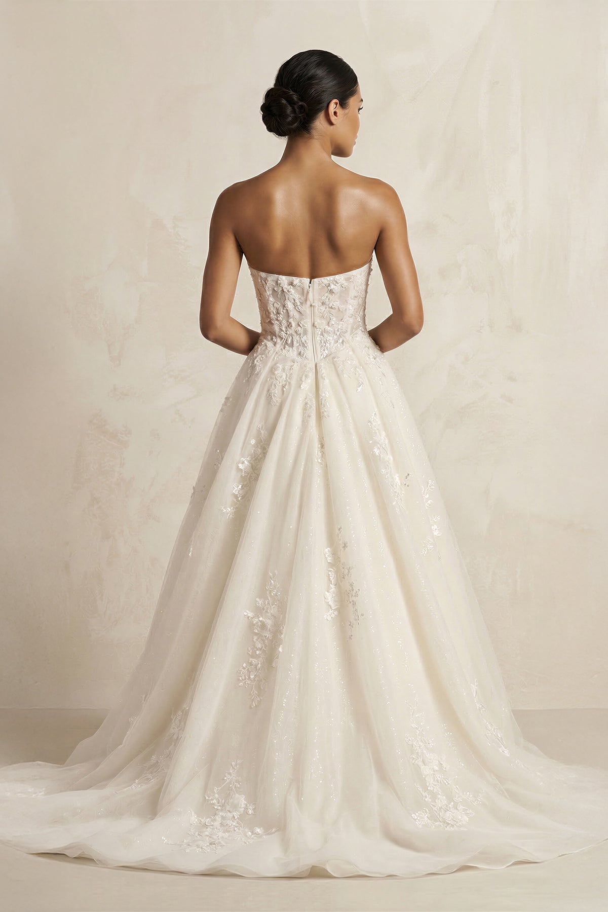 Sweetheart Appliqued Corset A - Line Wedding Gown in Ivory - SHE IS ME Wedding Dresses