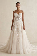 Sweetheart Appliqued Tulle Corset Wedding Dress in Ivory - SHE IS ME Wedding Dresses