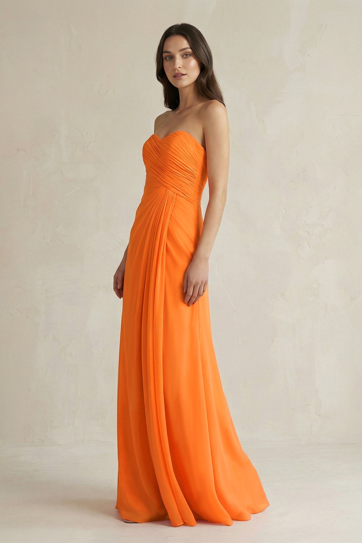 Sweetheart Chiffon Pleated Sheath Bridesmaid Dress in Cinnamon - SHE IS ME Bridesmaid Dresses