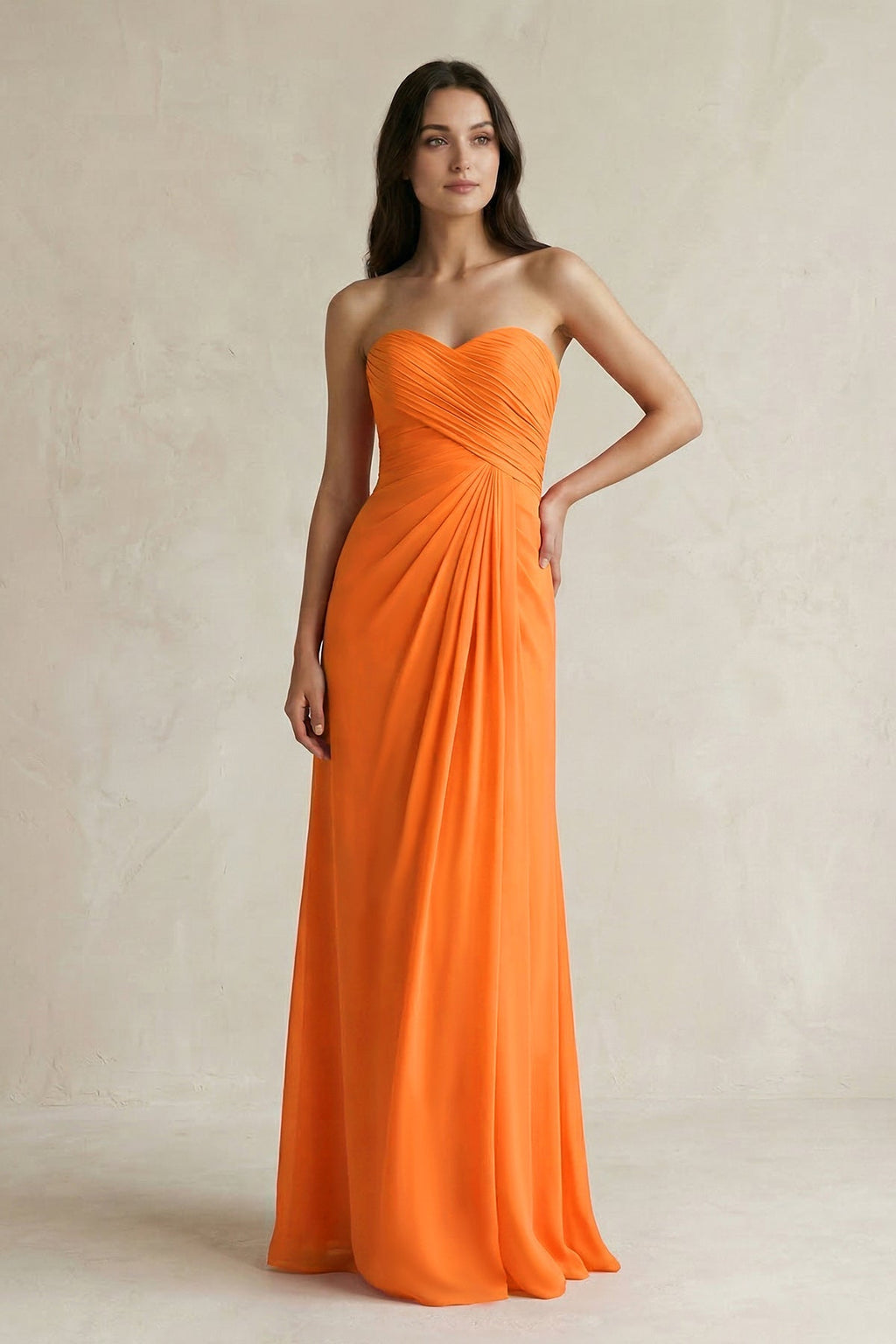 Sweetheart Chiffon Pleated Sheath Bridesmaid Dress in Cinnamon - SHE IS ME Bridesmaid Dresses