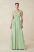 Sweetheart Pleated Chiffon A-Line Bridesmaid Dress in Sage - SHE IS ME BRIDESMAID DRESSES