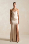 Sweetheart Sheath Corset Bridesmaid Dress in Champagne - SHE IS ME Bridesmaid Dresses