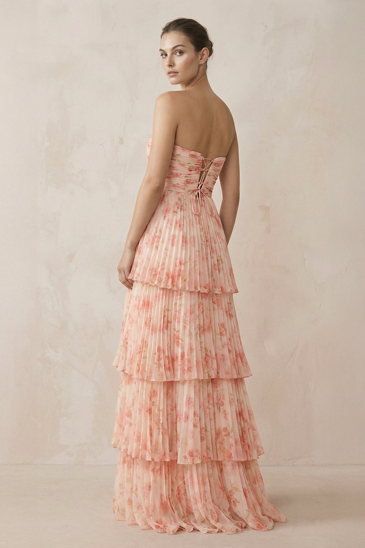 Tiered A - Line Pleated Chiffon Maxi Dress - SHE IS ME Bridesmaid Dresses