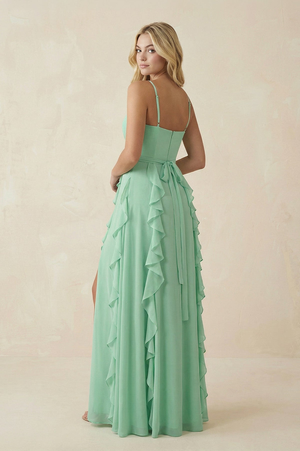 Tiered Ruffle A - Line Chiffon Bridesmaid Dress - SHE IS ME Bridesmaid Dresses
