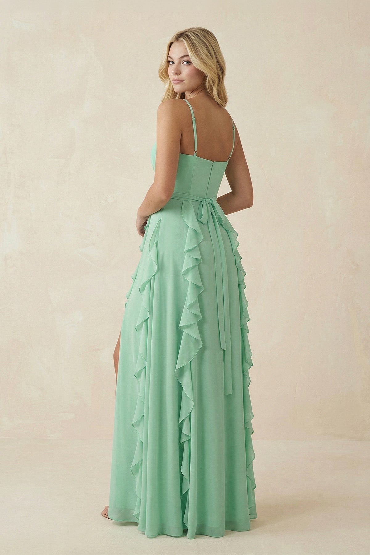 Tiered Ruffle A - Line Chiffon Bridesmaid Dress - SHE IS ME Bridesmaid Dresses