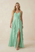 Tiered Ruffle A - Line Chiffon Bridesmaid Dress - SHE IS ME Bridesmaid Dresses