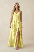 Tiered Ruffle A - Line Chiffon Bridesmaid Dress in Buttercup - SHE IS ME Bridesmaid Dresses