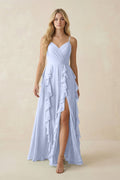 Tiered Ruffle A - Line Chiffon Bridesmaid Dress in Ice - SHE IS ME Bridesmaid Dresses