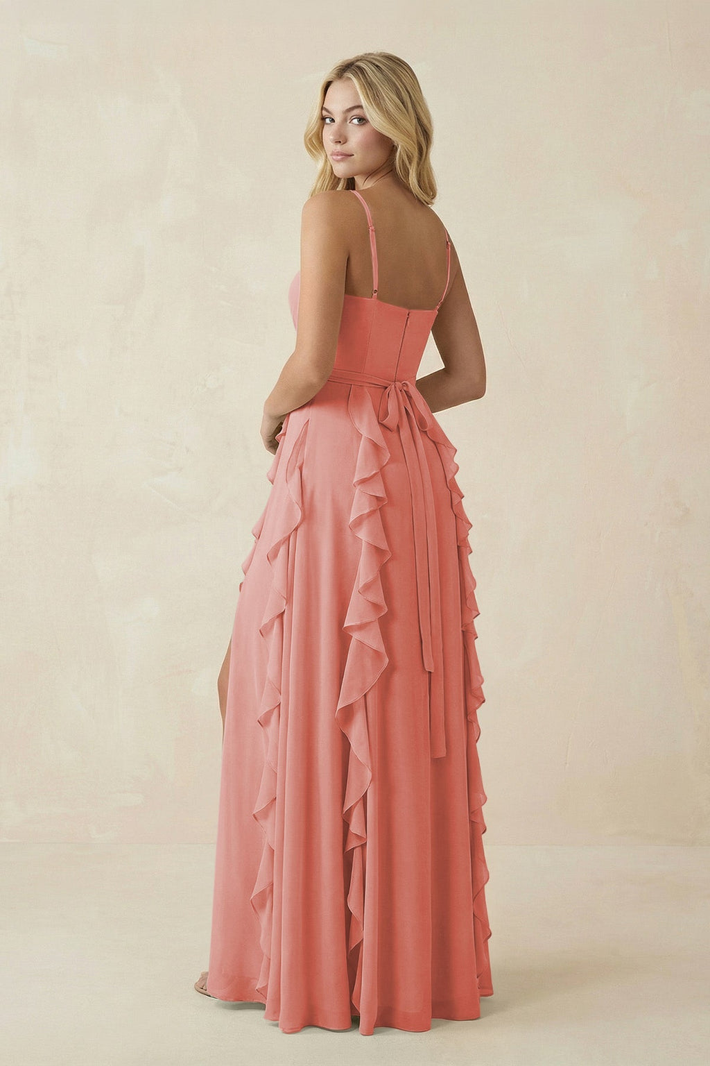Tiered Ruffle A - Line Chiffon Bridesmaid Dress in Mulberry - SHE IS ME Bridesmaid Dresses