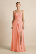 V - Neck A - Line Chiffon Pleated Bridesmaid Dress in Rosette - SHE IS ME Bridesmaid Dresses