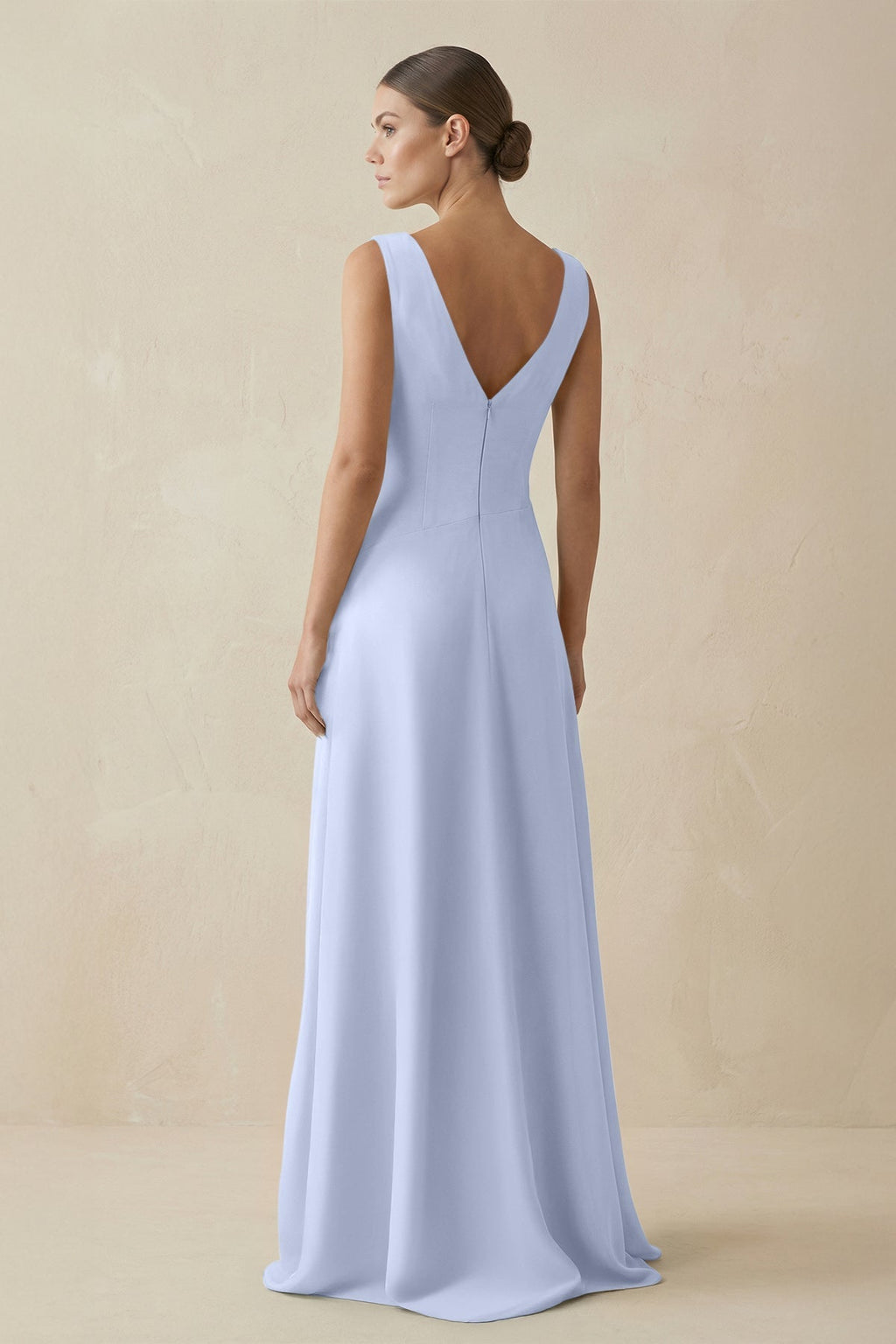 V - Neck A - Line Chiffon Ruffled Bridesmaid Dress in Ice - SHE IS ME Bridesmaid Dresses