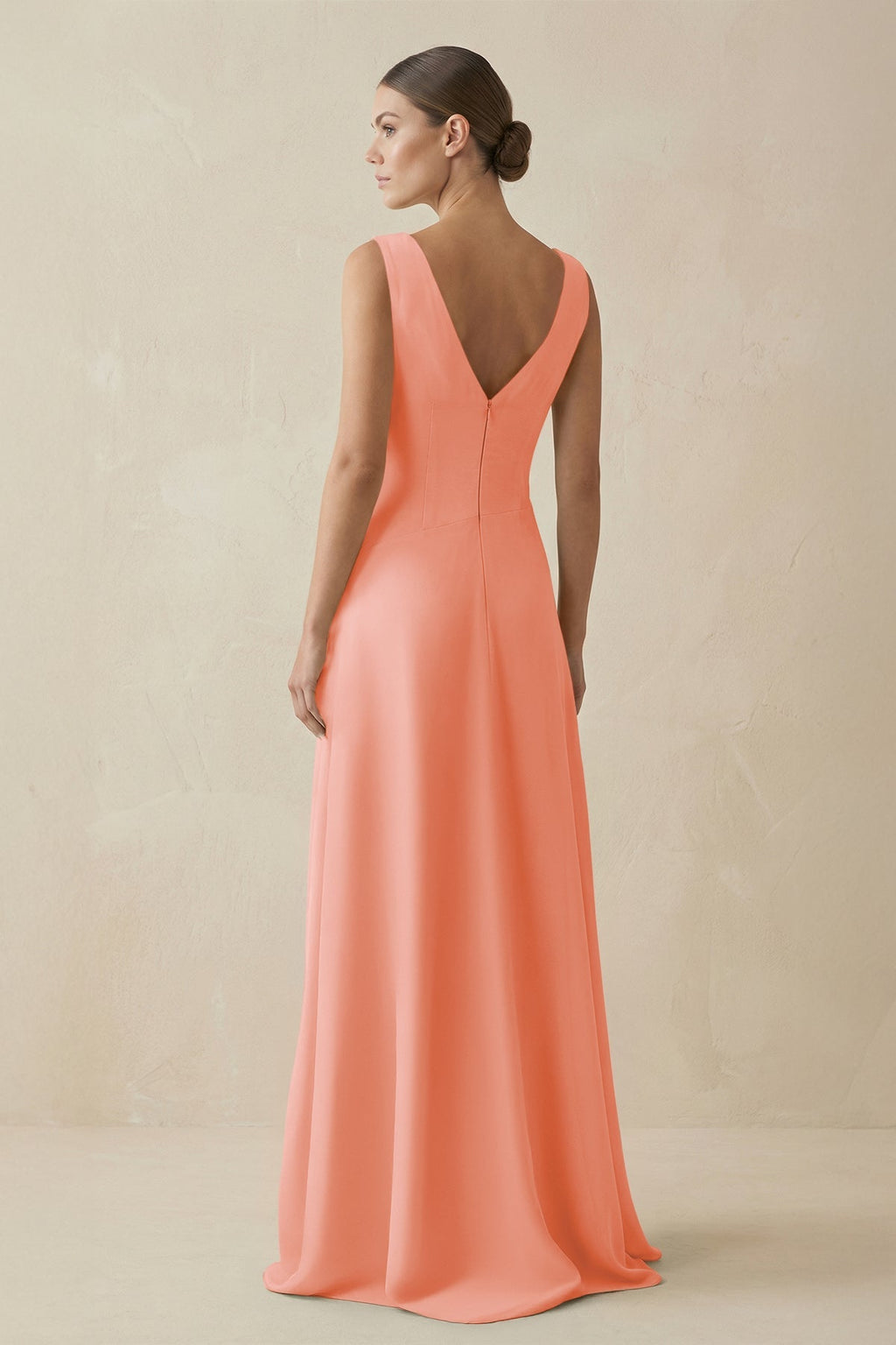 V - Neck A - Line Chiffon Ruffled Bridesmaid Dress in Rosette - SHE IS ME Bridesmaid Dresses
