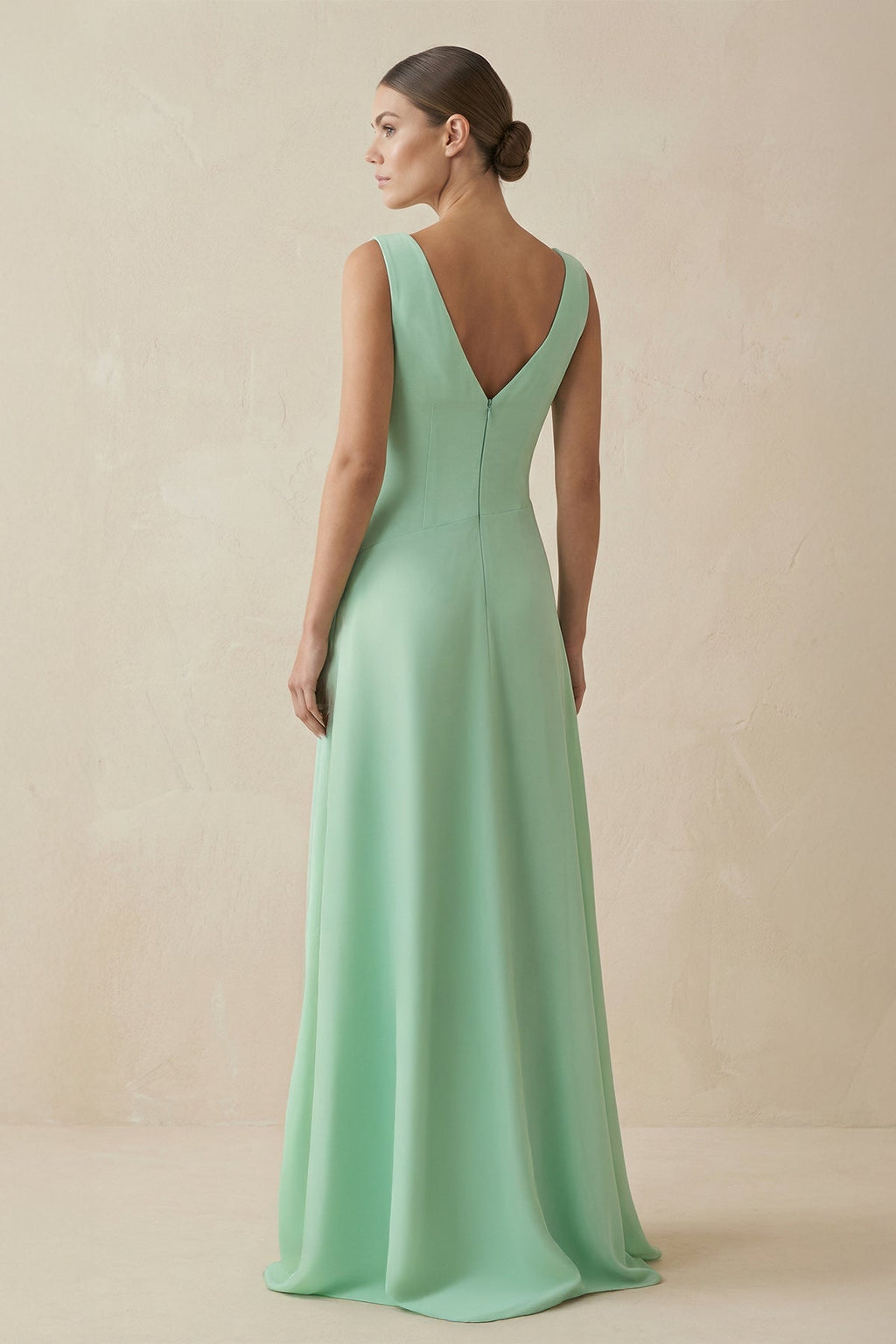 V - Neck Ruffled A - Line Chiffon Bridesmaid Dress - SHE IS ME Bridesmaid Dresses